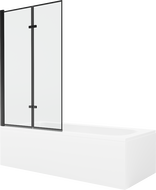Mexen Vega cadă dreptunghiulară de 180 x 80 cm cu panouri si paravan cu 2 aripi 100 cm, Model negru - 550118080X9210027070