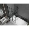 Mexen Vega cadă dreptunghiulară de 180 x 80 cm cu panouri si paravan cu 2 aripi 80 cm, Model negru - 550118080X9208027077