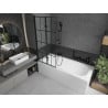 Mexen Vega cadă dreptunghiulară de 180 x 80 cm cu panouri si paravan cu 2 aripi 80 cm, Model negru - 550118080X9208027077