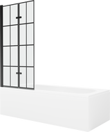 Mexen Vega cadă dreptunghiulară de 180 x 80 cm cu panouri si paravan cu 2 aripi 80 cm, Model negru - 550118080X9208027077