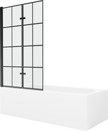 Mexen Vega cadă dreptunghiulară de 180 x 80 cm cu panouri si paravan cu 2 aripi 100 cm, Model negru - 550118080X9210027077
