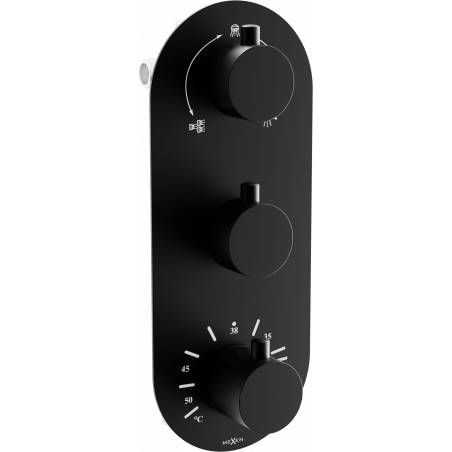 Mexen Kai baterie termostatică pentru baie-cu-duș cu 3 ieșiri, neagră - 77603-70