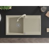 Mexen Leo chiuvetă de granit cu o cuvă și scurgător și baterie de bucătărie Elia, bej - 6501-69-670101-69