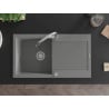Mexen Leo chiuvetă de granit cu un compartiment, cu picurător și baterie de bucătărie Elia, gri - 6501-71-670101-00