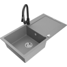 Mexen Leo egykamrás gránit mosogató csepegtetővel és Elia konyhai csapteleppel, szürke - 6501-71-670101-70