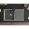 Mexen Leo chiuvetă de granit cu un compartiment, cu picurător și baterie de bucătărie Elia, gri - 6501-71-670101-70