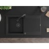Mexen Leo chiuvetă de granit cu un compartiment, cu picurător și baterie de bucătărie Elia, Neagră - 6501-77-670101-70-B