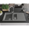 Mexen Matias chiuvetă granit 1,5 compartimente cu scurgător și baterie bucătărie Elia, gri - 6502-71-670101-00