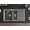 Mexen Matias chiuvetă granit 1,5 compartimente cu scurgător și baterie bucătărie Elia, gri - 6502-71-670101-00