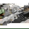 Mexen Matias chiuvetă de bucătărie din granit 1,5 camere cu scurgător și baterie Elia, negru/metal argintiu - 6502-73-670101-50