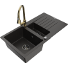 Mexen Matias chiuvetă de bucătărie din granit cu 1,5 compartimente, cu scurgător și baterie de bucătărie Elia,