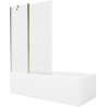 Cada rectangulară Mexen Vega 150 x 70 cm cu carcasă și paravan cu 1 aripă 120 cm, transparent, auriu - 550115070X9412115000
