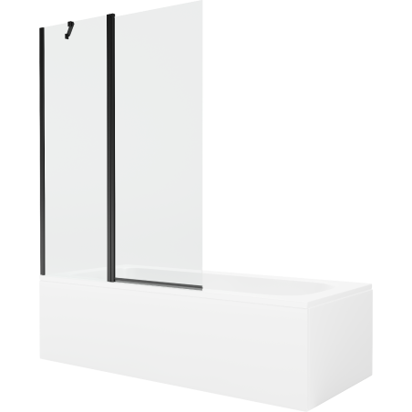 Mexen Vega cadă dreptunghiulară 150 x 70 cm cu panou și paravan cu 1 canat 120 cm, transparent, negru - 550115070X9412117000