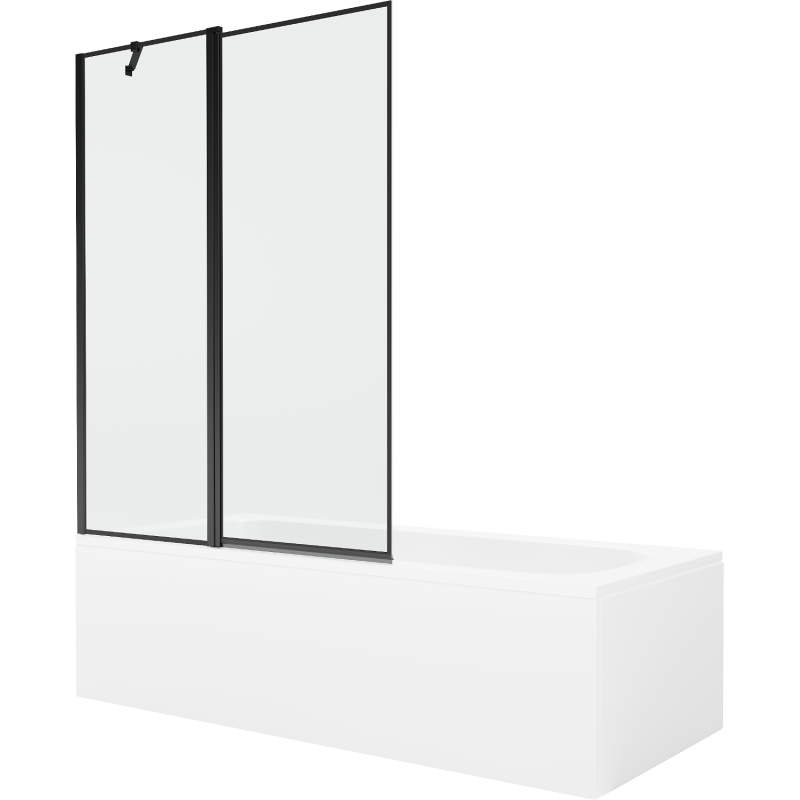 Mexen Vega cadă dreptunghiulară de 160 x 70 cm cu panouri si paravan cu 1 aripă 120 cm, Model negru - 550116070X9412117070