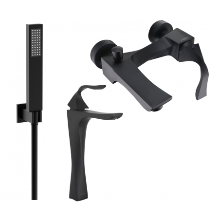 Mexen Estrella R02 fürdőkád szett, fekete - 72313R02-70