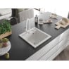 Mexen Vito chiuvetă de granit cu 1 cuvă și baterie de bucătărie Elia, alb - 6503-20-670101-20
