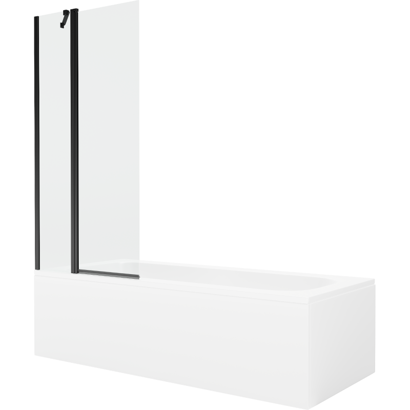 Mexen Vega cadă dreptunghiulară 170 x 70 cm cu mască și paravan cu 1 canat 80 cm, transparent, negru - 550117070X9408117000