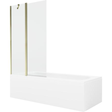 Mexen Vega cadă dreptunghiulară 170 x 70 cm cu carcasă și paravan cu 1 canat 100 cm, transparent, auriu - 550117070X9410115000