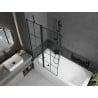 Mexen Vega cadă dreptunghiulară de 170 x 70 cm cu panouri si paravan cu 1 aripă 100 cm, Model negru - 550117070X9410117077