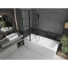Mexen Vega cadă dreptunghiulară de 170 x 70 cm cu panouri si paravan cu 1 aripă 100 cm, Model negru - 550117070X9410117077
