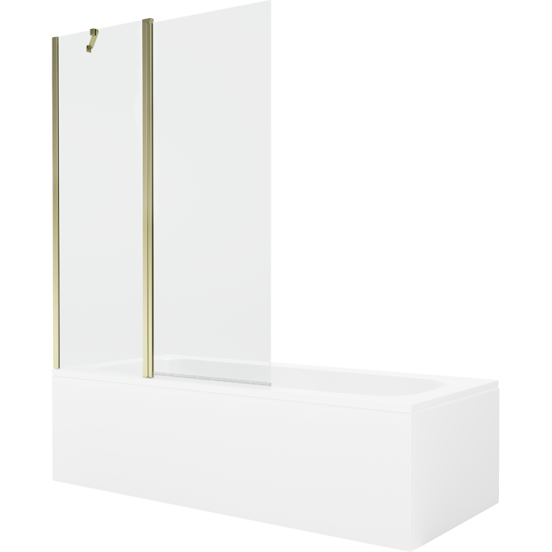 Cada rectangulară Mexen Vega 170 x 70 cm cu panou și paravan cu 1 ușă 120 cm, transparent, auriu - 550117070X9412115000