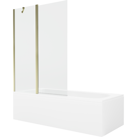 Cada rectangulară Mexen Vega 170 x 70 cm cu panou și paravan cu 1 ușă 120 cm, transparent, auriu - 550117070X9412115000