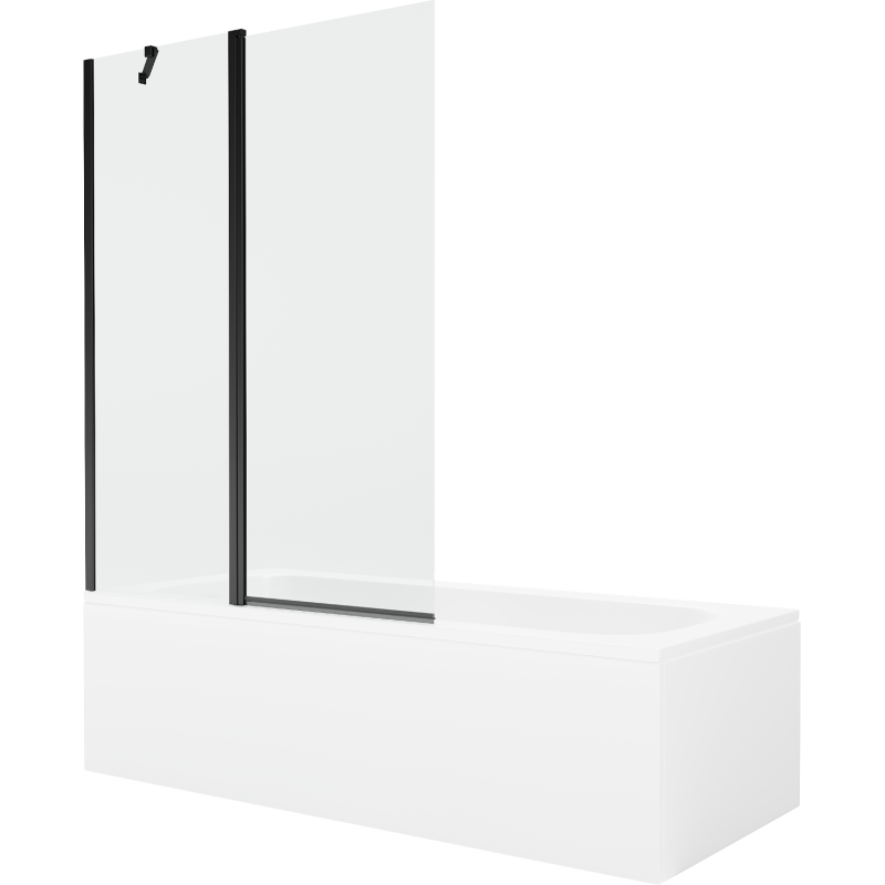 Mexen Vega cadă dreptunghiulară 170 x 70 cm cu placare și paravan cu 1 canat 120 cm, transparent, negru - 550117070X9412117000