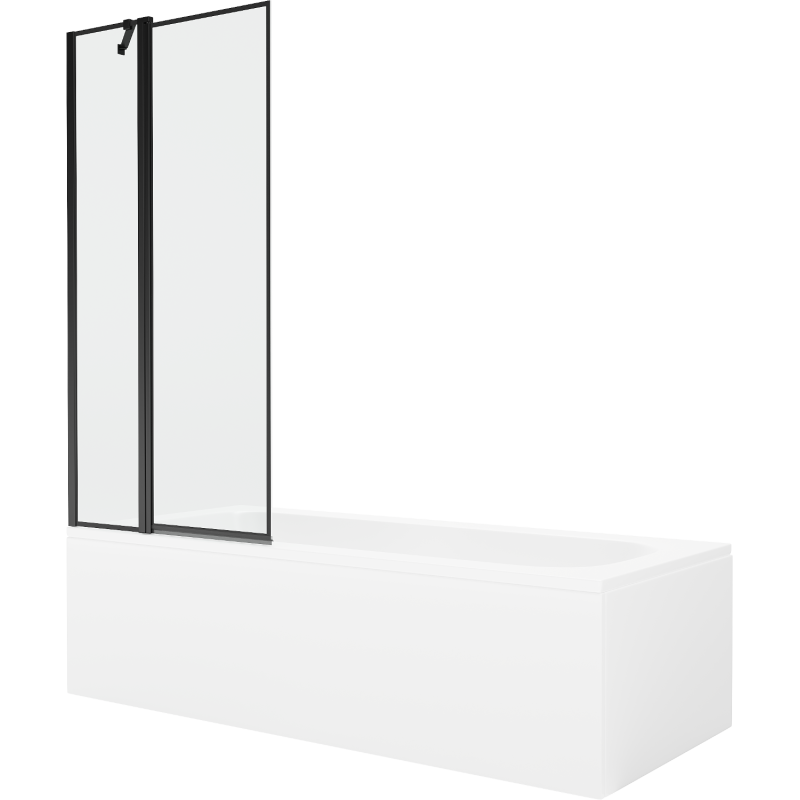 Mexen Vega cadă dreptunghiulară de 180 x 80 cm cu panouri si paravan cu 1 aripă 80 cm, Model negru - 550118080X9408117070