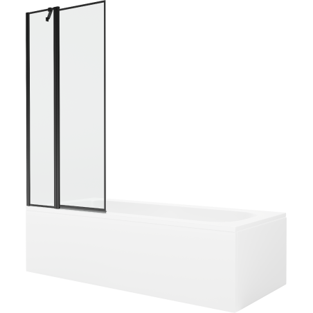 Mexen Vega cadă dreptunghiulară de 180 x 80 cm cu panouri si paravan cu 1 aripă 80 cm, Model negru - 550118080X9408117070