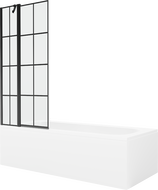 Mexen Vega cadă dreptunghiulară de 180 x 80 cm cu panouri si paravan cu 1 aripă 80 cm, Model negru - 550118080X9408117077