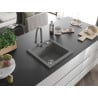Mexen Vito chiuvetă de granit cu 1 compartiment și baterie de bucătărie Elia, gri - 6503-71-670101-71