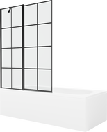 Mexen Vega cadă dreptunghiulară de 180 x 80 cm cu panouri si paravan cu 1 aripă 120 cm, Model negru - 550118080X9412117077