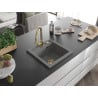 Mexen Vito chiuvetă de granit cu 1 compartiment și baterie de bucătărie Elia, gri - 6503-71-670101-50