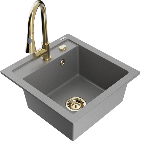 Mexen Vito chiuvetă de bucătărie din granit cu 1 cuvă cu baterie de bucătărie Elia, gri - 6503-71-670101-50