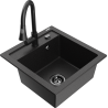 Mexen Vito chiuvetă granitică cu o singură cuvă cu baterie de bucătărie Elia, negru/argintiu metalic - 6503-73-670101-70-B