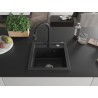 Mexen Vito chiuvetă de granit cu 1 cuvă și baterie de bucătărie Elia, negru/argintiu metalizat - 6503-73-670101-70