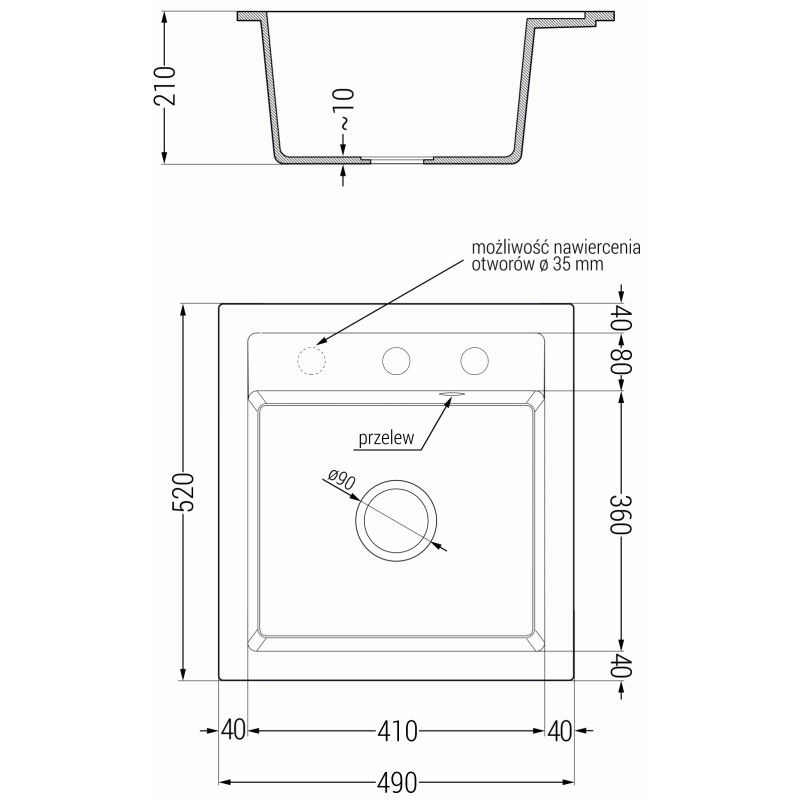 Mexen Vito 1 rekeszes gránit mosogató csapteleppel Elia, fekete/ezüst metál - 6503-73-670101-70