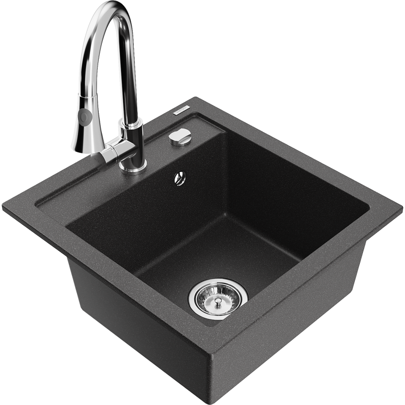 Mexen Vito chiuvetă din granit cu 1 cameră cu baterie de bucătărie Elia, negru cu pete - 6503-76-670101-00