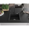 Mexen Vito chiuvetă de granit cu 1 compartiment și baterie de bucătărie Elia, Neagră - 6503-77-670101-70
