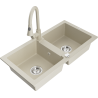 Mexen Mario 2 rekeszes gránit mosogató Elia konyhai csapteleppel, bézs - 6504-69-670101-69