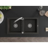 Mexen Mario chiuvetă de bucătărie din granit cu 2 compartimente cu baterie Elia, negru/auriu metalic - 6504-75-670101-00