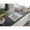 Mexen Enzo chiuvetă de granit cu un compartiment, cu picurător și baterie de bucătărie Elia, Albă - 6506-20-670101-00