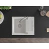 Mexen Enzo chiuvetă de granit cu un compartiment, cu picurător și baterie de bucătărie Elia, Albă - 6506-20-670101-00