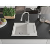 Mexen Enzo chiuvetă de bucătărie din granit cu 1 cuvă și picurător cu baterie Elia, albă - 6506-20-670101-00