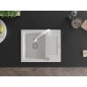 Mexen Enzo chiuvetă de granit cu 1 compartiment cu scurgător și baterie de bucătărie Elia, alb - 6506-20-670101-20