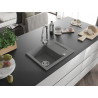 Mexen Enzo chiuvetă de granit cu 1 cuvă, scurgător și baterie de bucătărie Elia, gri - 6506-71-670101-00