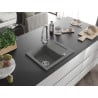 Mexen Enzo chiuvetă de granit cu un compartiment, cu picurător și baterie de bucătărie Elia, gri - 6506-71-670101-00