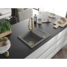 Mexen Enzo chiuvetă de granit cu 1 compartiment cu picurător și baterie de bucătărie Elia, gri - 6506-71-670101-50