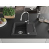 Mexen Enzo chiuvetă granitică cu 1 compartiment cu scurgător și baterie de bucătărie Elia, negru cu pete