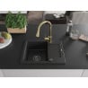 Mexen Enzo chiuvetă de granit cu un compartiment, cu picurător și baterie de bucătărie Elia, Neagră - 6506-77-670101-50-B